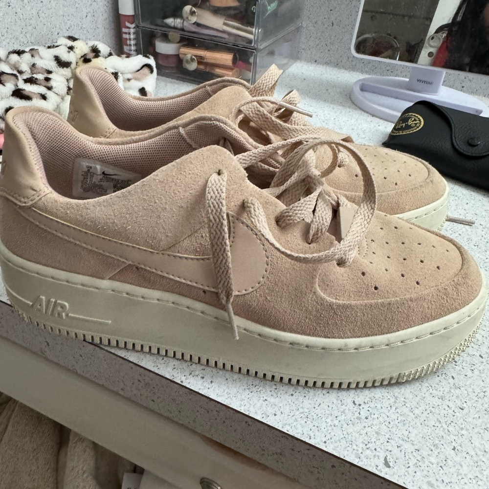 Pale pink Nike Air Force 1 platforms size 8